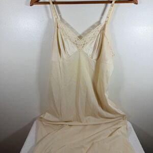 Vintage Vanity Fair Full Slip Dress Silky Lingerie Nylon and Lace 34 L Milkmaid